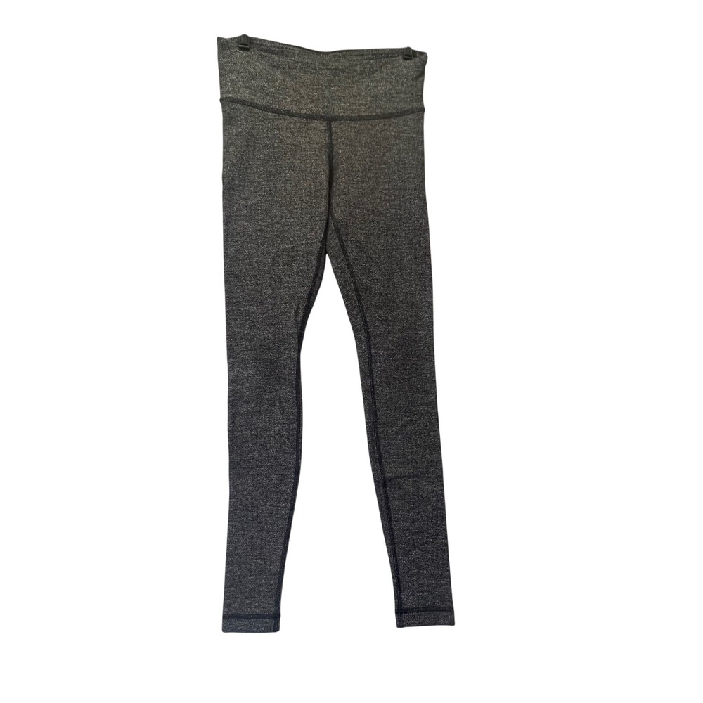 Lululemon Wonder Under 6 High Rise Pants Black Grey Herringbone Athletic Legging